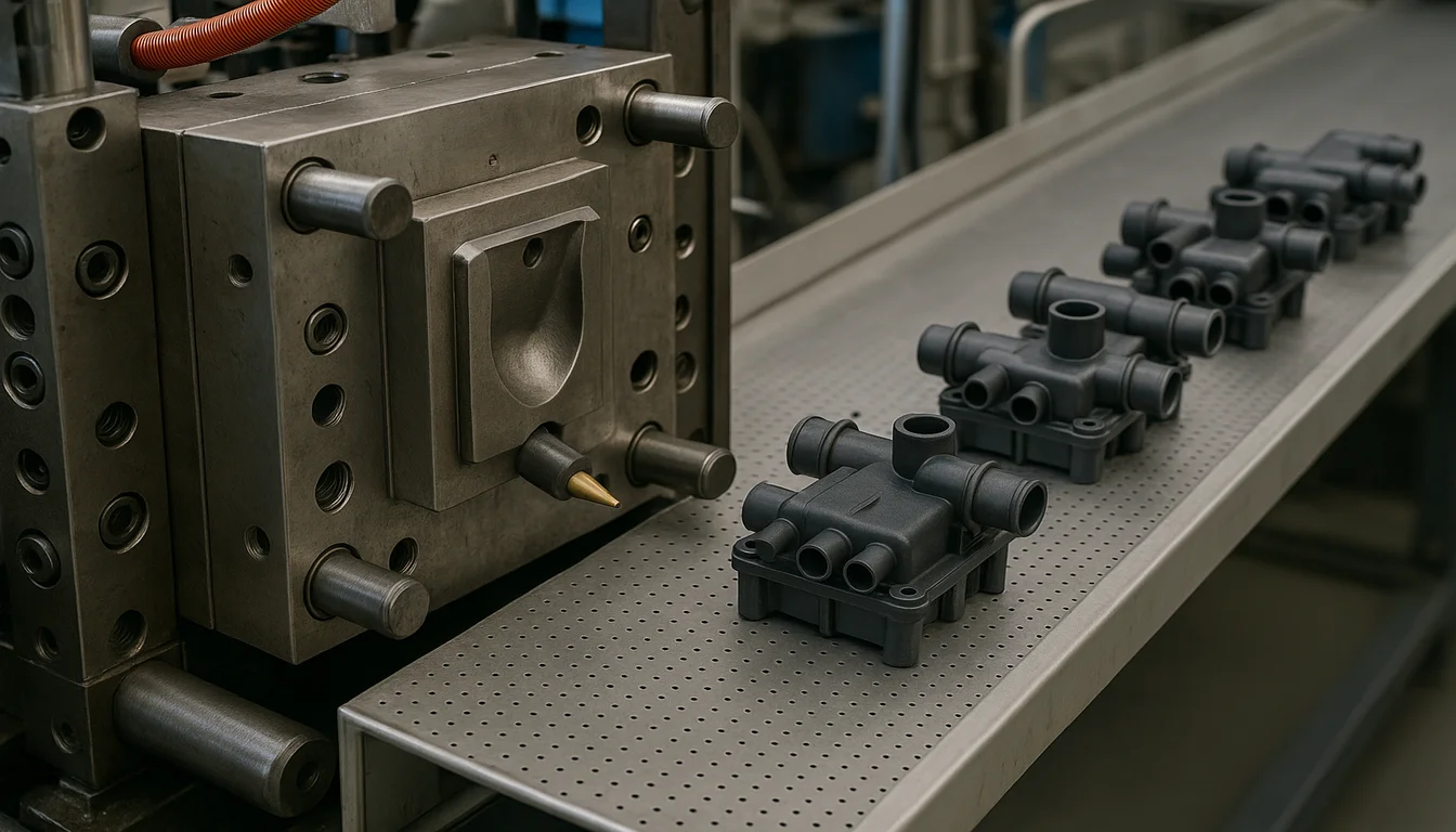 HVAC injection molding process for glass-filled nylon components